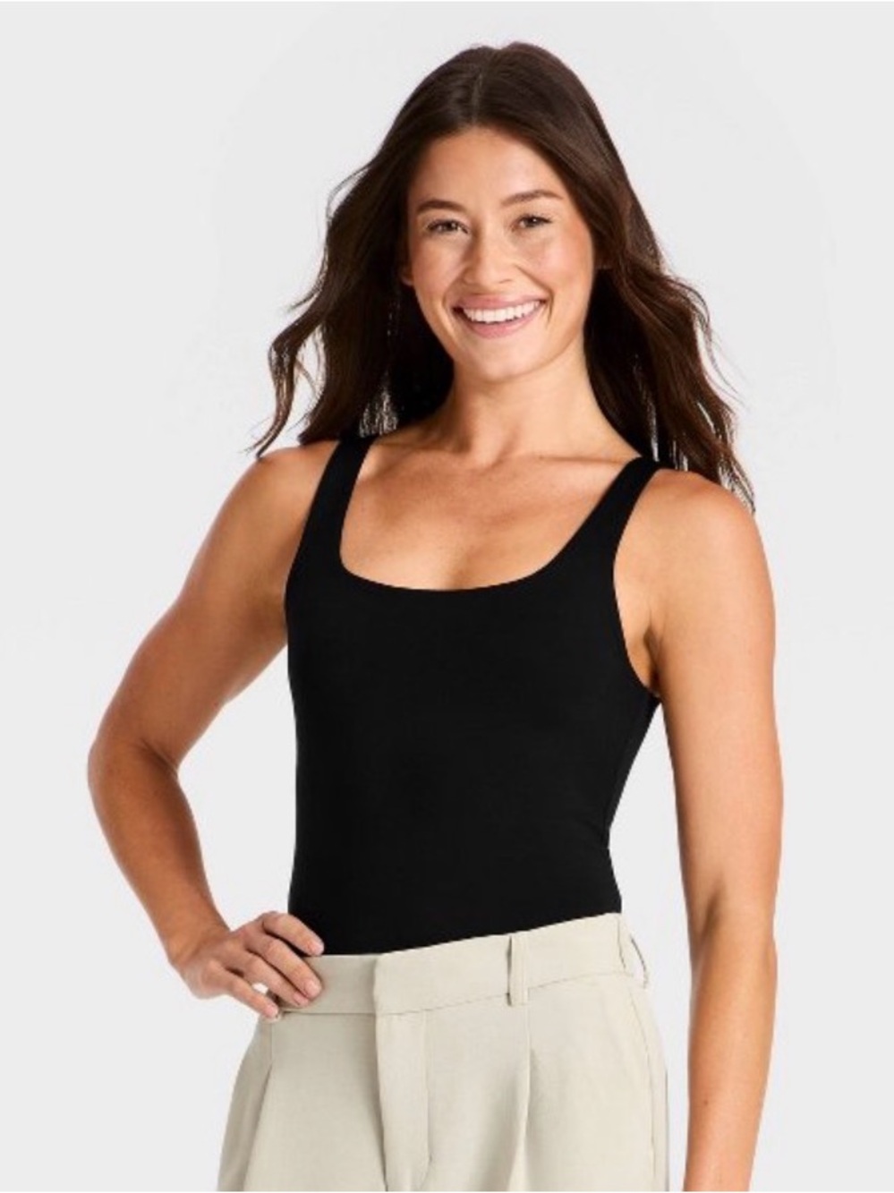 A new day Black Ribbed Scoop Neck Women's Tank Top